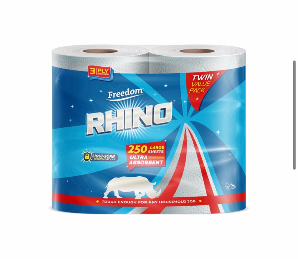 3ply Freedom Rhino 15 Rolls Original X Large Strong Multi Purpose Kitchen Roll 